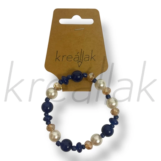 Kék-fehér gyöngyös karkötő