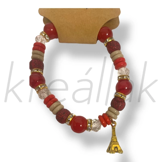 Piros Eiffel-torony karkötő