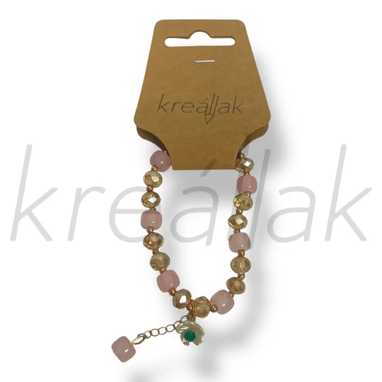 Zöld virágos karkötő