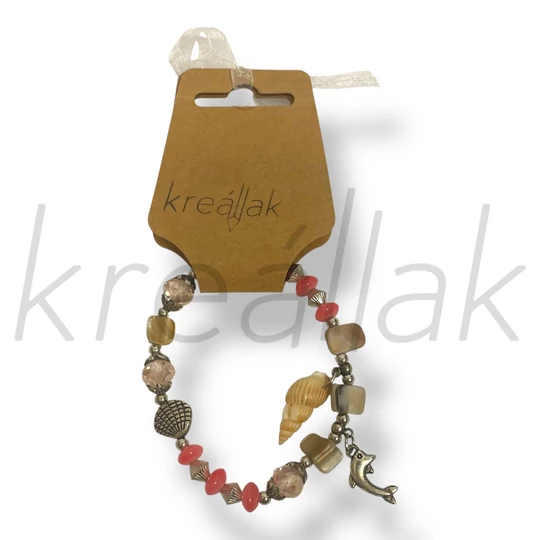 Rózsaszín kagylós karkötő