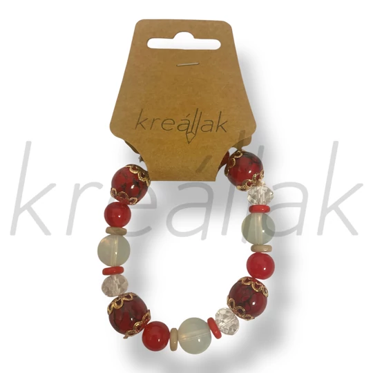 Piros gyöngyös karkötő