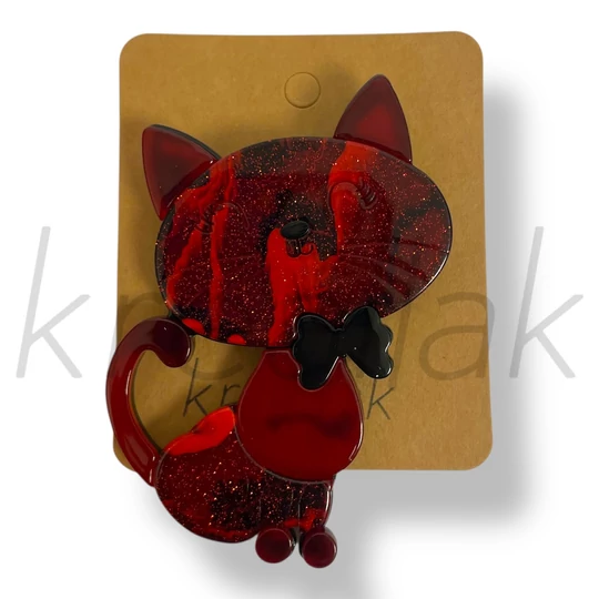 Piros nagy cicás kitűző