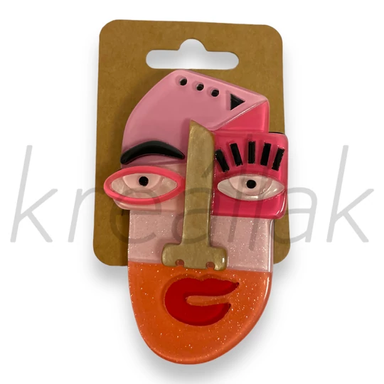 Bross - Picasso fej pink kitűző