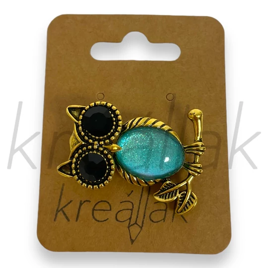 Bross - Kék színű bagoly kitűző