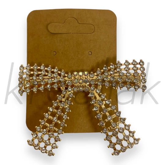 Bross - Arany színű köves masni hajcsipesz