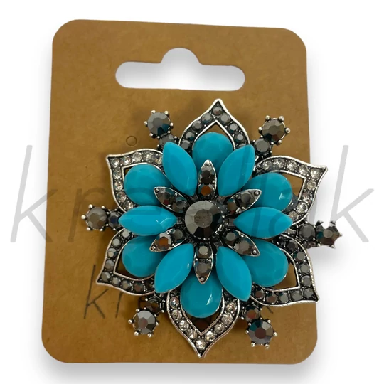 Bross - Türkízkék virág bross