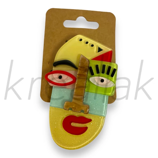 Bross - Picasso fej sárga kitűző
