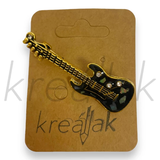 Bross - Fekete gitár kitűző