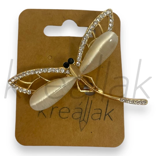 Bross - Fehér szitakötő kitűző