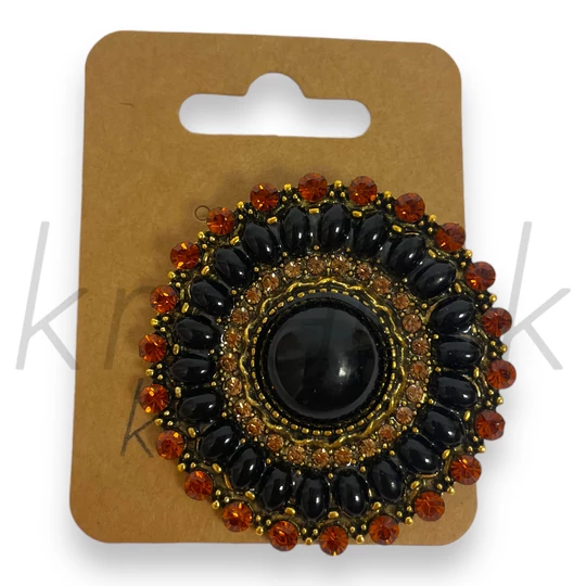 Bross - Fekete mandala mintás kitűző