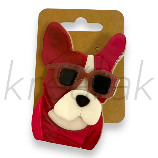 Bross - Pink kutya kitűző