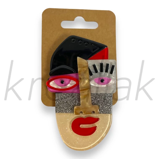 Bross - Picasso fej piros kitűző