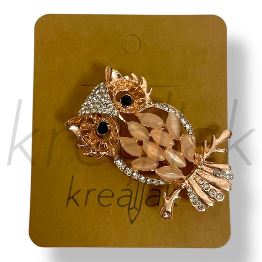 Arany színű köves bagoly kitűző