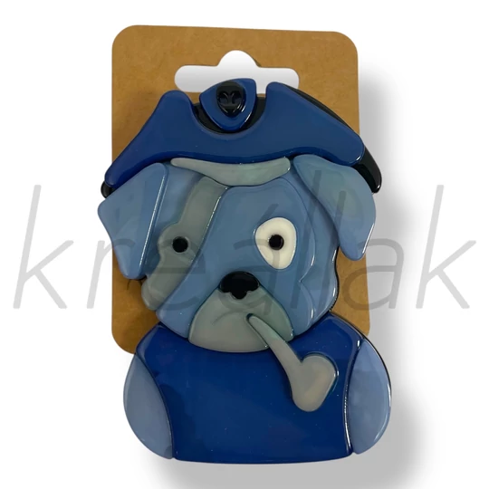Kék szivaros kutya kitűző
