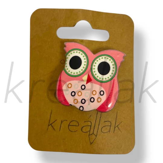 Pink bagoly kitűző