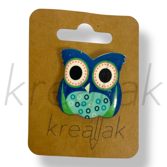 Kék baglyos kitűző