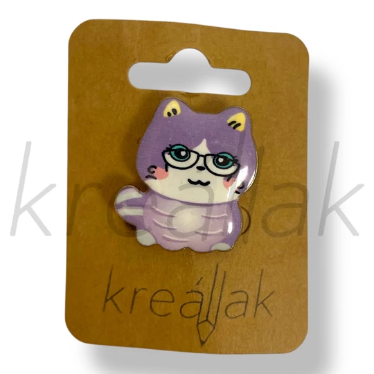 Lila kicsi cica kitűző