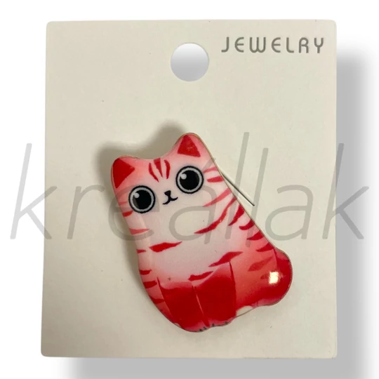 Piros kicsi cica kitűző