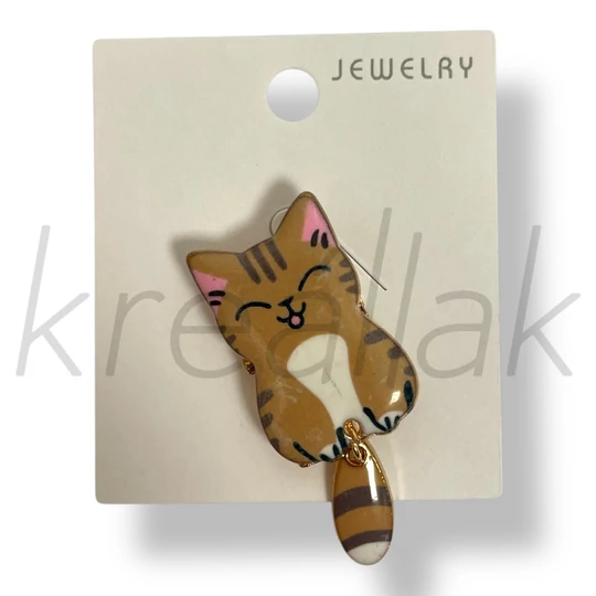 Barna kicsi cica kitűző