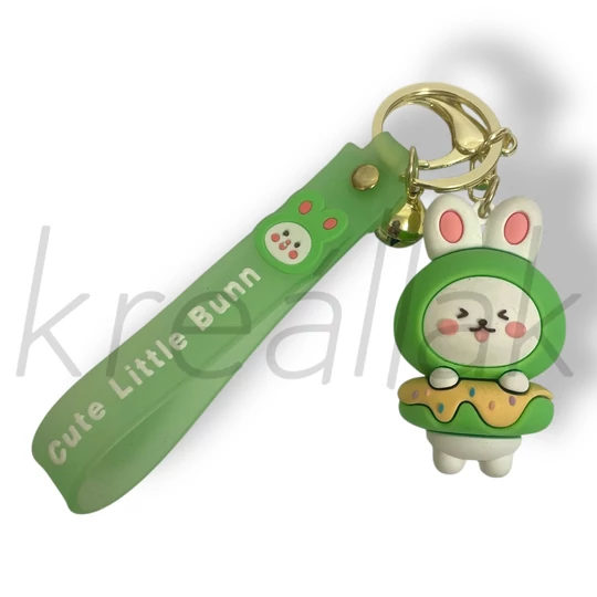 Zöld szilikon figura kulcstartó