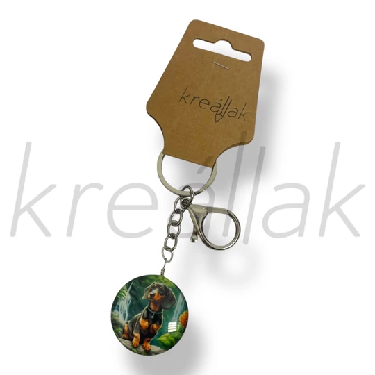 Kutyás üveglencse kulcstartó