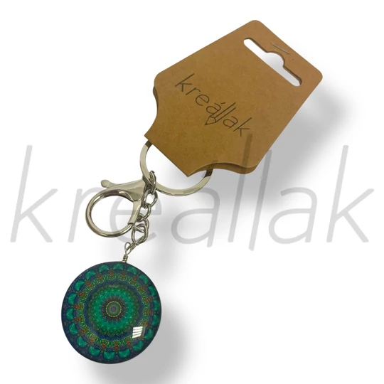 Zöld mandala kulcstartó