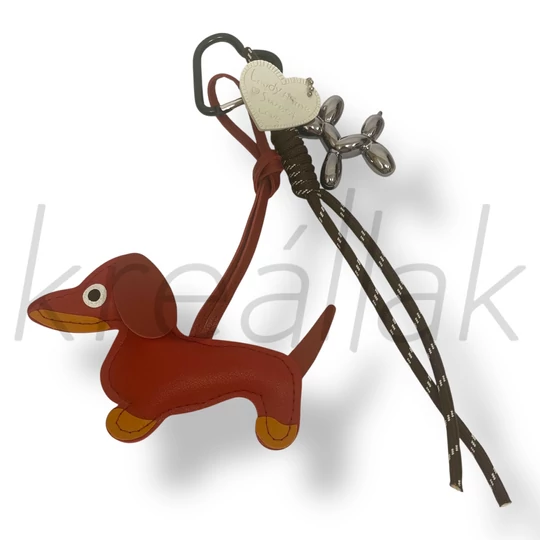 Rozsdabarna bőr tacsi kulcstartó