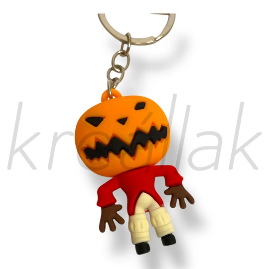 Piros ruhás tök figura kulcstartó