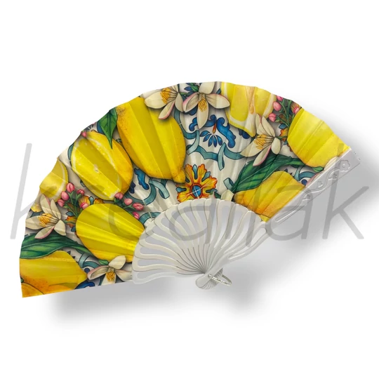 Kék virág-citrom legyező