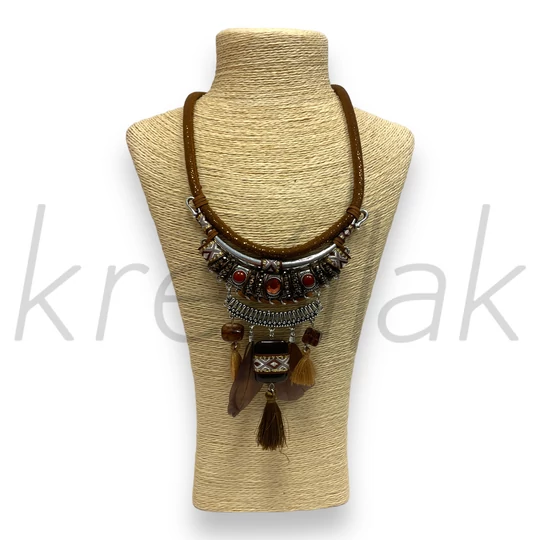 Nyaklánc - Tollas nyaklánc barna