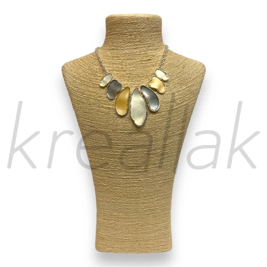 Nyaklánc - Absztrakt mintás nyaklánc sárga-szürke