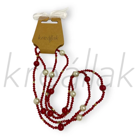Nyaklánc - Piros gyöngyös nyaklánc