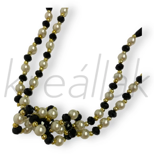 Gyöngyös nyaklánc fekete-fehér