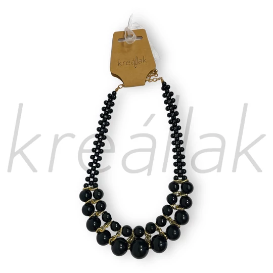 Nyaklánc - Fekete nagy gyöngyös nyaklánc