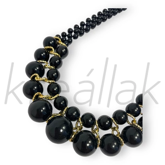 Fekete nagy gyöngyös nyaklánc