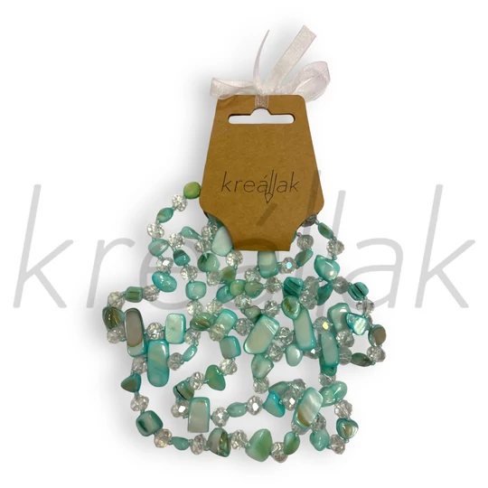 Türkízkék gyöngyös,kagylós nyaklánc