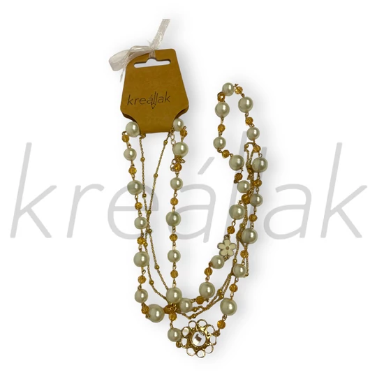 Nyaklánc - Gyöngyös,virágos arany nyaklánc