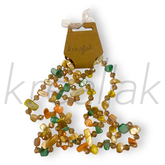 Kagylós,gyöngyös sárga-türkíz nyaklánc