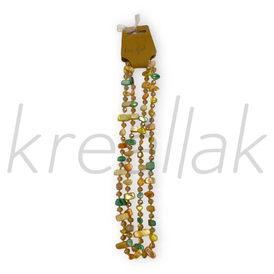 Nyaklánc - Kagylós,gyöngyös sárga-türkíz nyaklánc