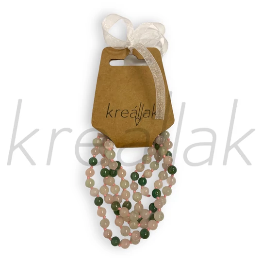 Nyaklánc - Ásvány nyaklánc fehér zöld színben