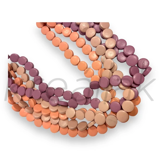 Fa gyöngyös nyaklánc rózsaszín-lila