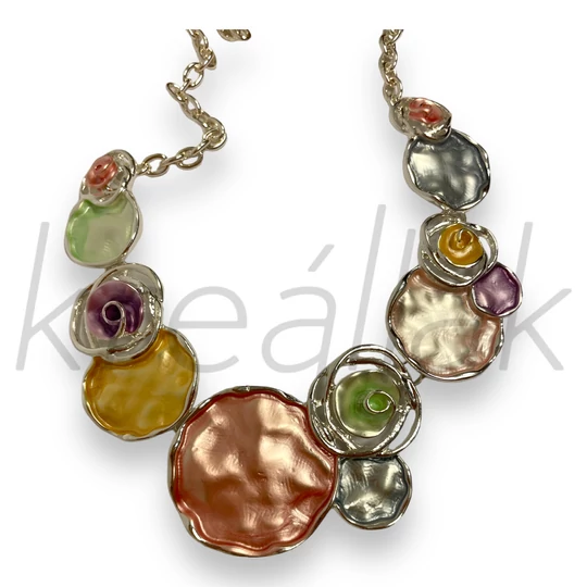 Ezüst alapon rózsás festett nyaklánc