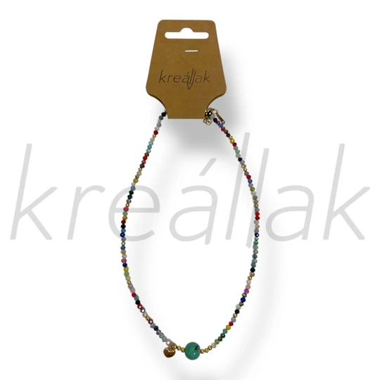 Türkiz gyöngyös színes nyaklánc