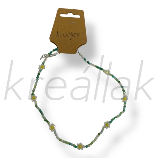 Menta virágos gyöngyös nyaklánc