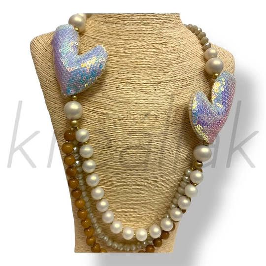 Fehér flitter szives nyaklánc