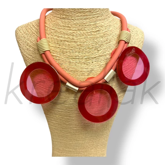 Pink plasztik kör lapos nyaklánc