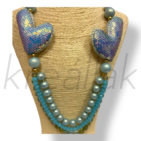 Kék flitter szív nyaklánc