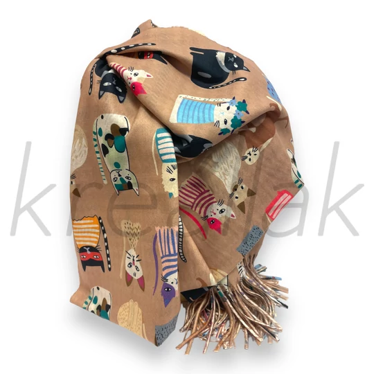 Sálak és Kendők - Cicás sál beige