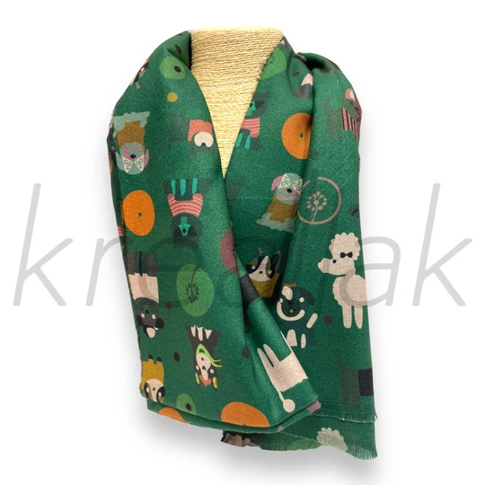 Sálak és Kendők - Kiskutyás sál zöld