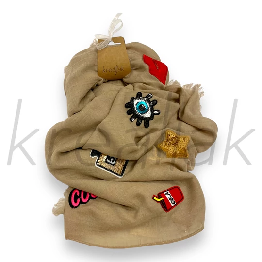 Sálak és Kendők - Rúzsos sál bézs